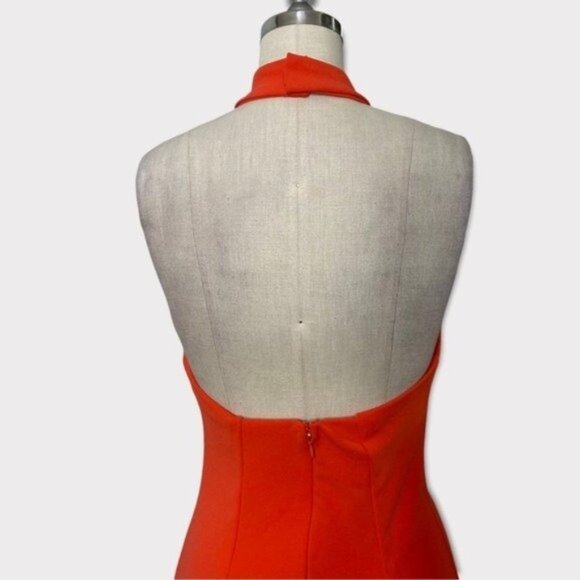 Lulu’s Mini Halter Bodycon Dress Red Orange Large - Picture 8 of 12